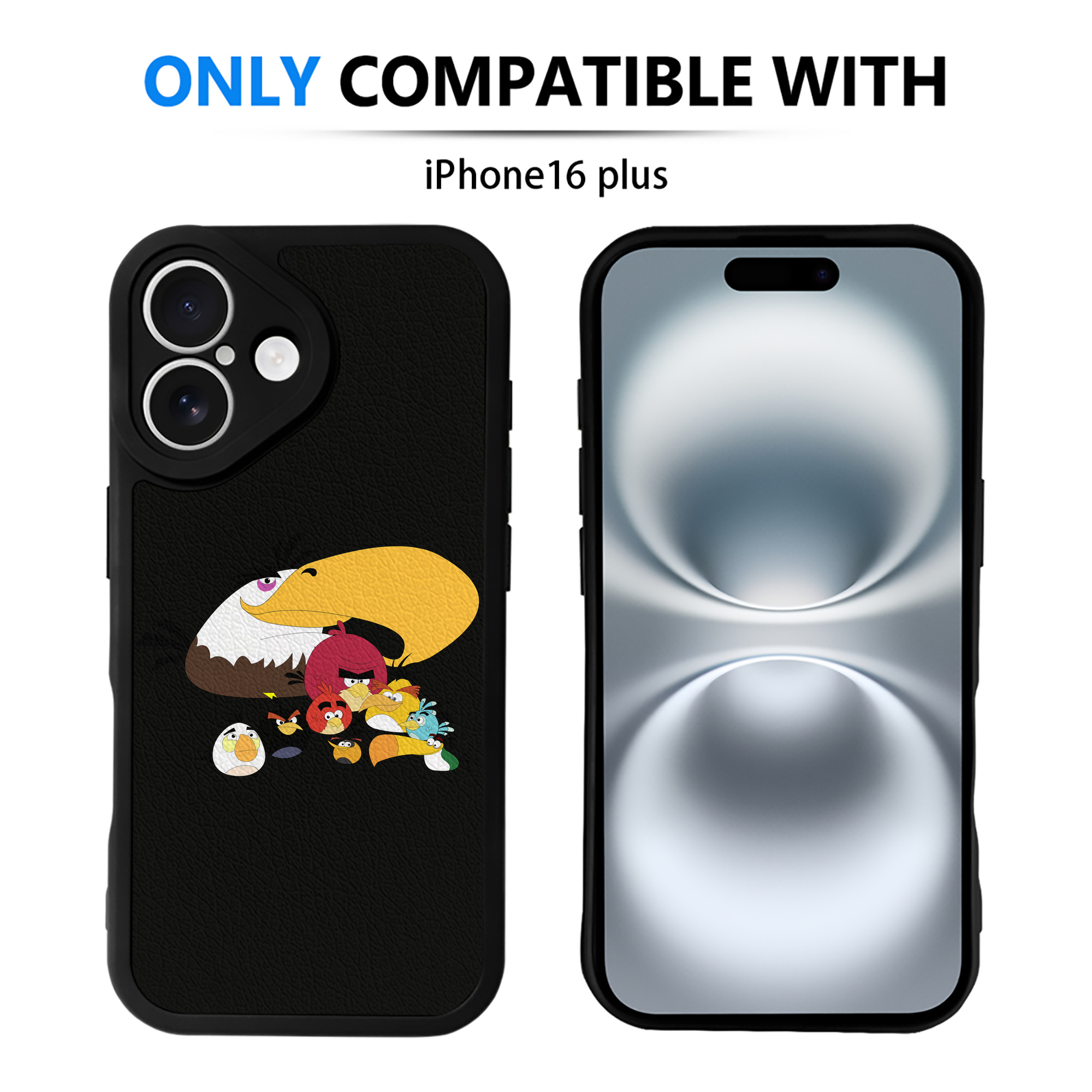 （画像用） Angry Birds アングリーバード 【iPhone 16シリーズ対応】シリコンスマホケース（レザー調） 材質：シリコン
